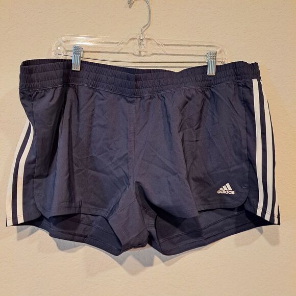 Adidas 3-Stripes Pacer Woven Shorts Navy Blue AeroReady NWT Womens Size 2XL New - Picture 3 of 13